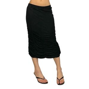 Elegant Black Ruched Skirt